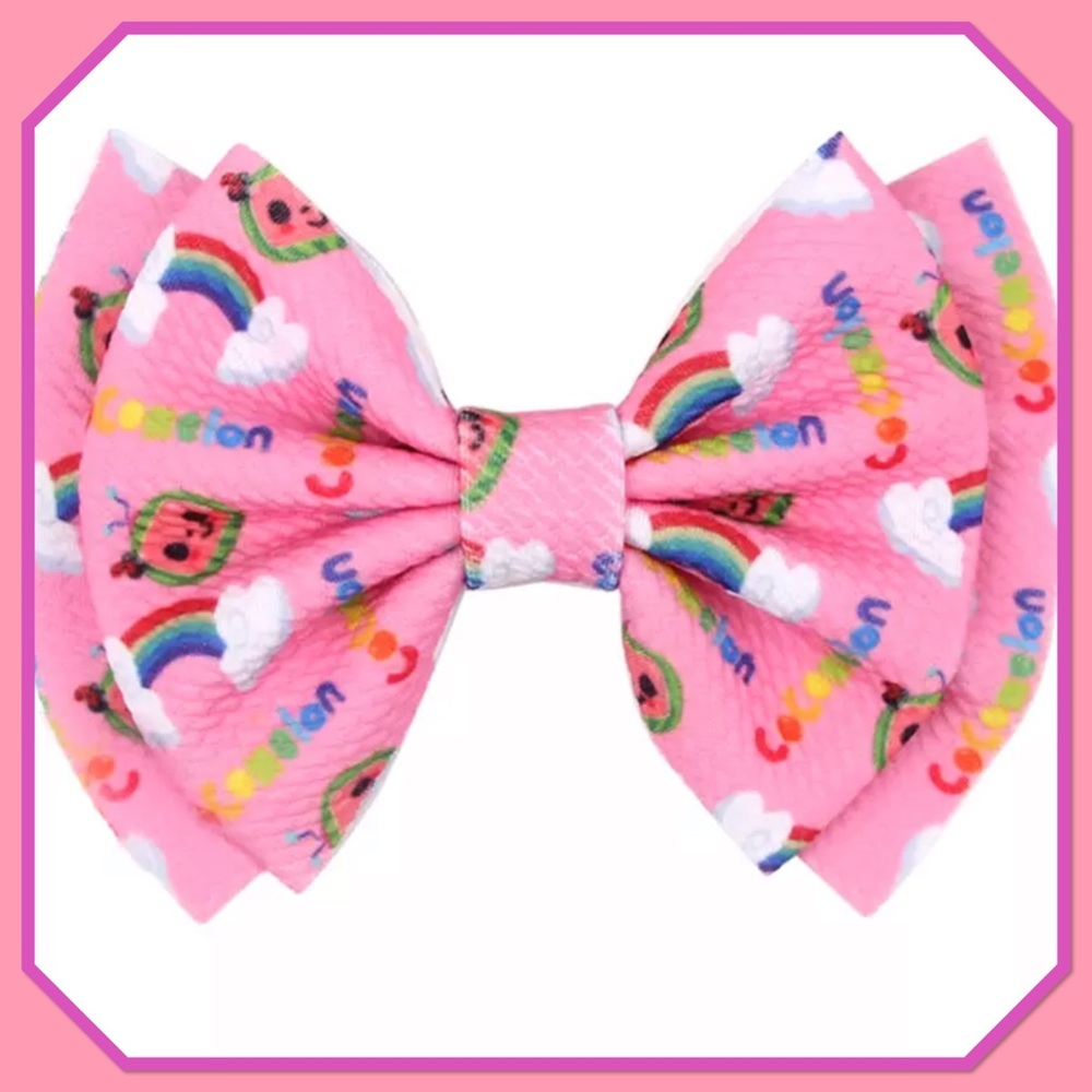 🌸New🌸(2/$10) Cocomelon Pink 6” Bow Clip On🌸